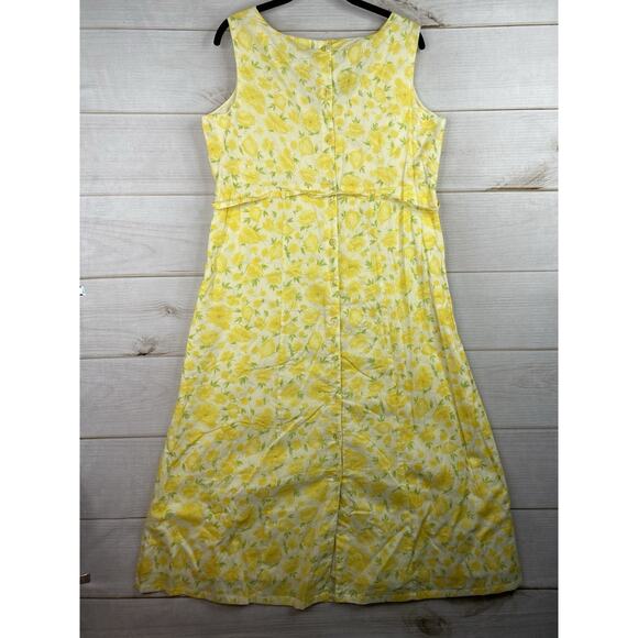 April Cornell Dress S Yellow Floral Midi Boho Country Cottage Faux Wrap NWT - Picture 9 of 10